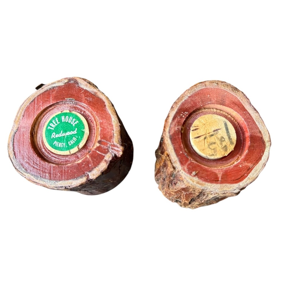 Vintage Tree House California Redwood Log Salt and Pepper Shakers Rustic Cabin - Picture 7 of 9